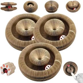 Kitten Curl Toy,Magic Organ Cat Toy,Kitten Kurls Cat Toys,Magic Organ Cats Scratcher Board,Foldable Recyclable Accordion Toys with Ball for Indoor Cats(2pcs)