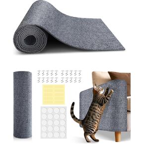 واقي أثاث خدش مضاد للقطط ، واقي الأريكة المتين من مخالب القط ، حصيرة سجادة خدش قابلة للقطار للجلد ، أريكة ، جدار ، زاوية الأريكة وبرج القط ، 78.7 "x15.8" ملصق ذاتي. (رمادي داكن) in Kuwait