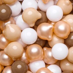 Gogoso Bear Ball حفرة كرات الأشكال BPA كرات بلاستيكية حرة سحق إثبات الأطفال الصغار طفل باستيل بيلوتاس سوار الصداقة على شكل عملاق ، 2.15 بوصة 100pcs ، بيج بيج بيضاء بيضاء