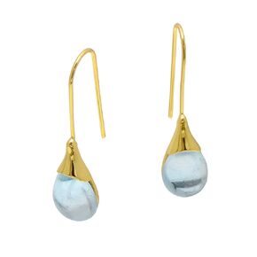 Blue Teardrop Glass Cabochon Crystal Earrings for Women