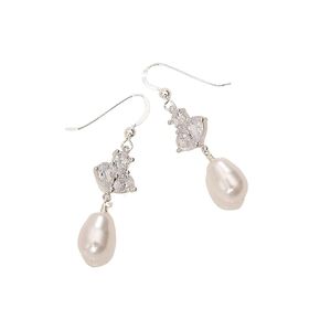 Designed By Stacey Handmade Bridal Earrings for Wedding, 925 Sterling Silver Ear Wires, CZ & Glass Pearl Dangly Statement Earrings, Jewelry Gifts for Women, Anniversary, Prom, Homecoming, 1.5" Length