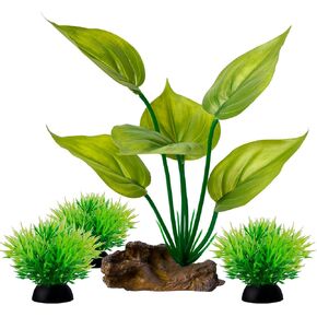 Ameliade Fish Tank Artificial Plastic Plants Decorations 6inch Silk Betta Leaf pad Hammock Hides Small Aquarium Decor Fish Bowl Accessories Reptiles Turtle Tank Driftwood Ornaments