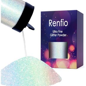 Renfio Holographic Glitter, 16 Colors Resin Glitter Set Each 15g/0.53oz Extra Fine Glitter for Crafts PET 1/128" Epoxy Resin Accessories Glitters Powder for Tumblers Slime Candle Making Nails Bomb