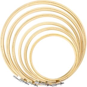 Caydo 7 Pieces 7 Sizes Embroidery Hoops Set 4 inch to 12 inch Bamboo Circle Cross Stitch Hoop Rings for Craft Sewing and Ornaments