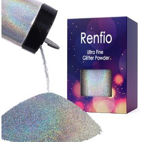 Renfio Holographic Glitter, 16 Colors Resin Glitter Set Each 15g/0.53oz Extra Fine Glitter for Crafts PET 1/128" Epoxy Resin Accessories Glitters Powder for Tumblers Slime Candle Making Nails Bomb in Saudi Arabia