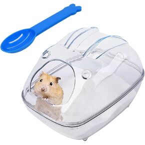 Gkyzbb Hamster Sand Bath Bateer مرحاض كبير الهامستر مع مجموعة مغرفة ، منزل حمام حيوان صغير ، مناسب لشينشيلا السوري الهامستر Gerbil