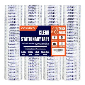 COSIMIXO 48Rolls Crystal Clear Tape Refills for Dispenser, 3/4Inch x 1000 inch,Bulk Transparent Tape,Office Stationery Tape for Home and School