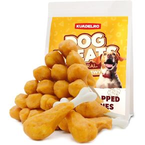 Dog Treats, Chicken Wrapped Calcium Bones Rawhide-Free Grain-Free Dog Training Treats Teeth Cleaning Chews Long-Lasting Snacks for Medium and Large Breed 10.58oz