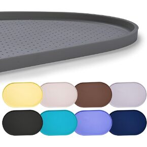 Hubulk 100% Waterproof Silicone Pet Feeding Mat with Raised Edge for Food and Water, Dog Bowl Mats, Cat Bowls Placemat with High Lip Protects Floor for Cats and Dogs (Gray, 19" L x 12" W)