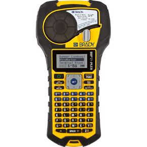 Brady Handheld Color Label Printer with Keyboard, Multi Line Print, 6 to 40, 6 Font Sizes, 203 Dpi - Yellow Black, 9.5 x 4.5 x 2.5, Tape Cartridge Included, 2 Year Warranty, Alphanumeric Thermal