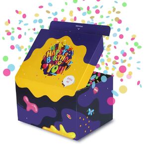 Fettipop Gift Box Surprise Expressing Confetti Kit (Black Premium) Happy Birthday ، Prop Prop 7.2x5.5x4.3 in.