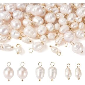 cheriswelry 60pcs 13-17mm natural wathwater regludrants armalants white rice bear charms with brass loop 3 styles for diy netclaces bracelets aroclets make mown