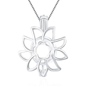 925 Sterling Silver Edelweiss Flower Cage Pendants for Pearl DIY Making