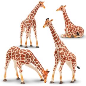 تماثيل زرافة واقعية مع Toymany 4pcs مع شبل الزرافة ، 2-6 بوصة ، فإن حيوانات الغابة البلاستيكية تشمل العائلة العائلية.