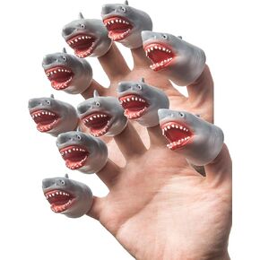 AQKILO® Shark Finger Puppet Set, Animals Puppet Show Theater Props, Novelty Toys Weird Stuff Gifts, 5Pcs