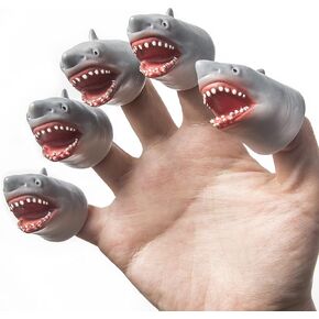 AQKILO® Shark Finger Puppet Set, Animals Puppet Show Theater Props, Novelty Toys Weird Stuff Gifts, 5Pcs