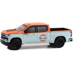 2023 Chevy Silverado 1500 Z71 Pickup Truck Light Blue and Orange Gulf Oil Special Edition Series 2 1/64 Diecast Model Car by Greenlight 41145F