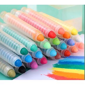 24 PCS طباشير بدون غبار للأطفال يشعلون الخيال بألوان نابضة بالحياة وحامل مريح مثالي لرسم السود والكتابة