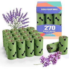 Green Dog Poo Bags Lavender scent -120 Large Biodegradable Poop Bags, Extra Thicken Strong Corn Starch Blended Compostable Leak Proof Poop Waste Bag for Dogs