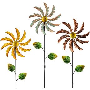 STARGARDEN 4PCS Spinners الرياح المعدنية في الهواء الطلق ، عجلات صغيرة في الفناء ، حصص حديقة زخرفية للفناء ، العشب ، في الهواء الطلق