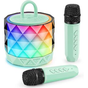 Karaoke Machine for Kids Adults, Toys Birthday Easter Gifts for Girls Boys Toddler, Portable Bluetooth Speaker for Ages 3 4 5 6 7 8 9 10 11 12+ Year Old, 2 Wireless Microphones, LED Colors (Pink)