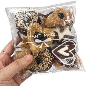 200pcs Clear Lace Bowknot Self-Adhesive Treat Bags – Elegant Cellophane Cookie & Candy Bags for Bakery, Wedding & Party Favors