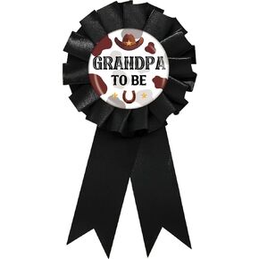 Western Cowboy Grandpa to Be Tinplate Badge Pin, Cowboy New Grandpa Pin, Little Cowboy Gender Reveal Button Pin for Men, Black Rosette Grandpa Pin, Wild West Themed Baby Shower Party Favors