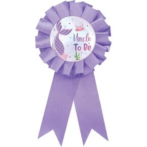 Mermaid Uncle To Be Tinplate Badge Pin, Best Uncle Ever Button Pin for Men, Mermaid Gender Reveal Brooch Button Pin, Purple Rosette Uncle To Be Button for Baby Shower/Newborn Baby Party Celebration