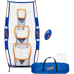 NERF Pro Pass Target Target Troash Net - Kids Football Massing Game Set - 5 'x 2' Target Net with Ground Stakes + (1) junior 8.5 "inch ball - Indoor + Outdoor Youth Game
