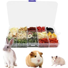 Bunny Treats, Treat Box with 15 Kind of Snacks for Rabbit, Hamster, Chinchilla, Guinea Pig and Other Small Pets, Chinchilla Treats, Guinea Pig Treats, Hamster Treats