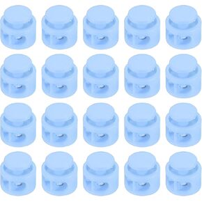 M METERXITY 60 Pack Plastic Spring Cord Locks - Round Shape Fastener Spring Cord Toggle Clasps, Apply to Drawstrings Bags Shoelaces (14x14x14mm, Blue)