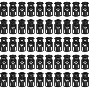 50 Pcs Cord Locks for Drawstrings,Draw String Clip,Black Plastic Spring Switch Plugs for Paracords,Shoelaces,Bags,Clothing and DIY Projects