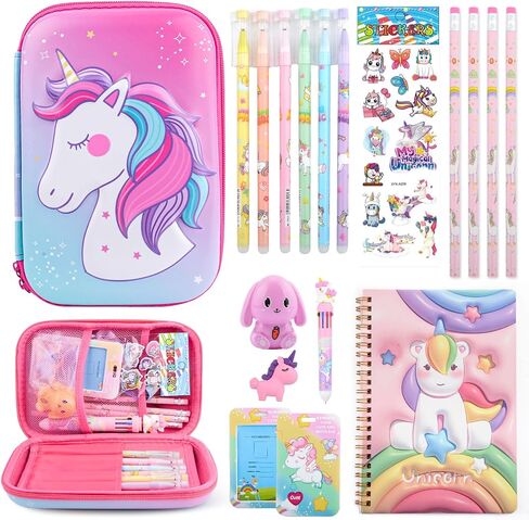 Unicorn Pencil Case, Cute Pencil Case for Girls, 3D EVA Large Capacity Pink Pencil Pouch for Kids, Kawaii Stationery Set School Supplies Pencil Box for Kids 3+, Christmas Gifts for Kids Girls in Saudi Arabia