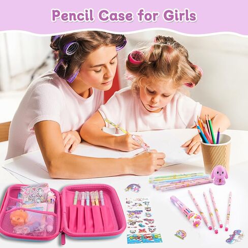 Unicorn Pencil Case, Cute Pencil Case for Girls, 3D EVA Large Capacity Pink Pencil Pouch for Kids, Kawaii Stationery Set School Supplies Pencil Box for Kids 3+, Christmas Gifts for Kids Girls in Saudi Arabia