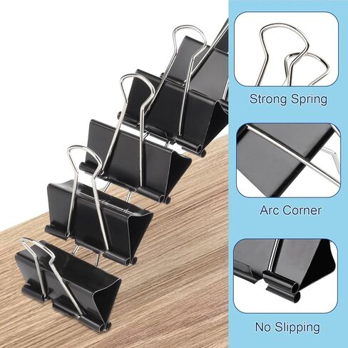 Ufmarine 72 Pcs Large Binder Clips, 1.6 Inch Length for Office, 0.65 inch Capacity, Big Paper Clamps for Office in Saudi Arabia