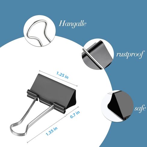 Ufmarine 72 Pcs Large Binder Clips, 1.6 Inch Length for Office, 0.65 inch Capacity, Big Paper Clamps for Office in Saudi Arabia