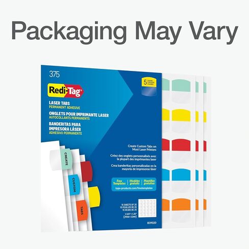 ريدي تاج، RTG33120، علامات فهرسة قابلة للطباعة بالليزر، 100/علبة، متنوعة in Kuwait