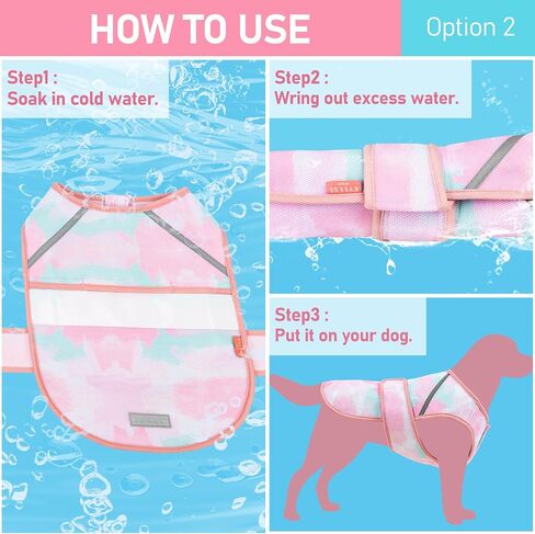 KYEESE Dog Cooling Vest Lightweight Dog Cooler Jacket 3D Breathable Mesh Pet Cooling Shirts with Reflective Stripe UV Protection Pet T Shirt for Beach, Hiking, Walking (Pink, L) in Saudi Arabia
