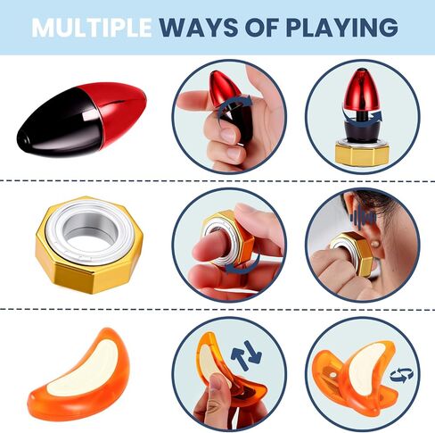 EDC Fidget Toys Adults Set 3Pcs, Magnetic Levitation Olive & Half-Moon Slider & Ratchet Ring, Durable Plastic Stress Relief Toys for Adults ADHD Anxiety, Sensory Desk Toys for Teens in Saudi Arabia