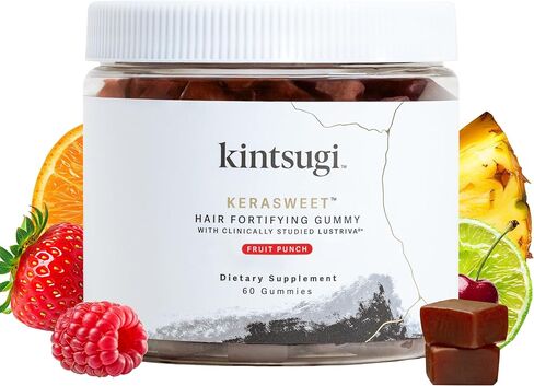 Kintsugi KeraSweet Hair Fortifying Gummy- Help Combat Signs of Aging Hair, Supplement for Strong, Voluminous Strands- Supports Healthy, Fuller Looking Hair w/ B12, Saw Palmetto, ACV (Strawberry, 60ct) in Kuwait