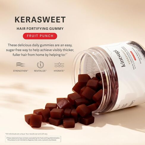 Kintsugi KeraSweet Hair Fortifying Gummy- Help Combat Signs of Aging Hair, Supplement for Strong, Voluminous Strands- Supports Healthy, Fuller Looking Hair w/ B12, Saw Palmetto, ACV (Strawberry, 60ct) in Kuwait