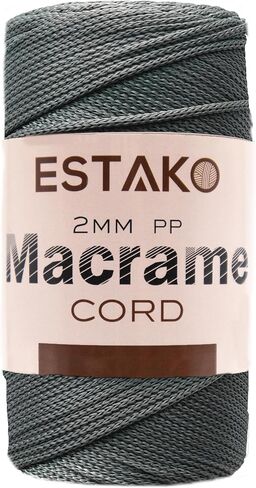 ESTAKO 2 مم PP بوليستر MACRAME CORM 100 ٪ بولي بروبيلين اللوازم المثالية لشنق الحرف اليدوية DIY ، شماعات النبات ، الحياكة 7 أوقية (200 جم) / 246 سنة (225 م) (3114 - بوردو) in Kuwait