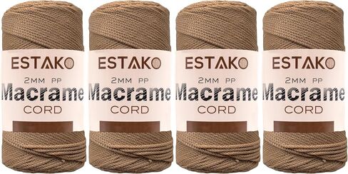 Estako 2 mm PP Polyester Macrame Cord 100% Polypropylene Perfect Supplies for DIY Crafts Wall Hanging, Plant Hangers, Knitting 7 Oz (200g) / 246 Yrds (225 m) (3114 - Bordeaux) in Kuwait