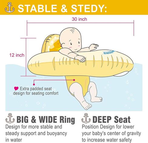 G3 Baby Swim Seat Ring (Age 6-36 Months), Inflatable Swimming Float, Foldable Lightweight Pool Swim Training Aid for Babies, Infants and Toddlers in Saudi Arabia