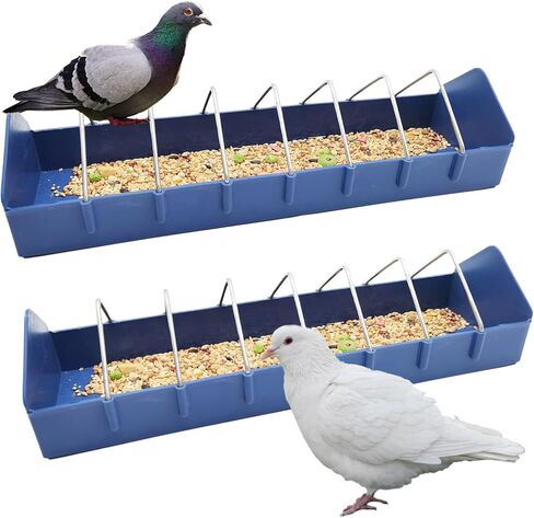Hamiledyi 2 Pack Pigeon Feeder, Bird Dispenser Slot Container, Thick Durable Slot Container Feeding, Removable Steel Wire Partition for Pigeons Quails Birds Chicks Ducklings(Length: 8") in Kuwait