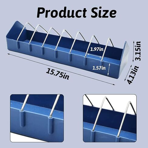 Hamiledyi 2 Pack Pigeon Feeder, Bird Dispenser Slot Container, Thick Durable Slot Container Feeding, Removable Steel Wire Partition for Pigeons Quails Birds Chicks Ducklings(Length: 8") in Kuwait