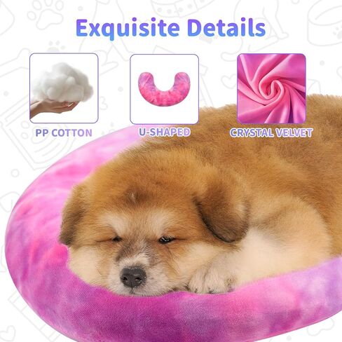 Dog Pillow, U-Shaped Dog Calming Neck Pillow Comfort Tie-dye Pet Pillow, Cat Pillow Dog Bed Pillow for Cat & Dog (Pink Blue, Large) in Saudi Arabia