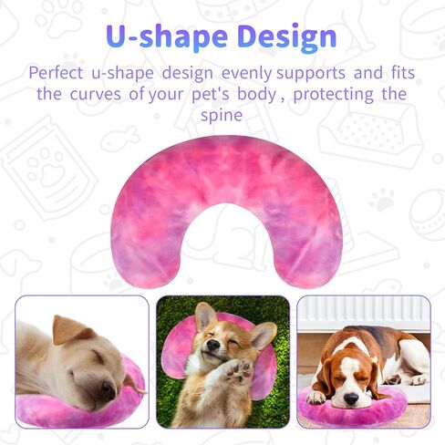 Dog Pillow, U-Shaped Dog Calming Neck Pillow Comfort Tie-dye Pet Pillow, Cat Pillow Dog Bed Pillow for Cat & Dog (Pink Blue, Large) in Saudi Arabia