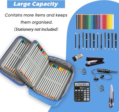 Pencil Case, 72 Slots Multi-Functional Large Capacity Pens Case Pencil Pouch Wrap Coloring Pencil Holder Organizer Stationary Bag with Interior Zippered Pocket for Small Accessories, Black, in Saudi Arabia