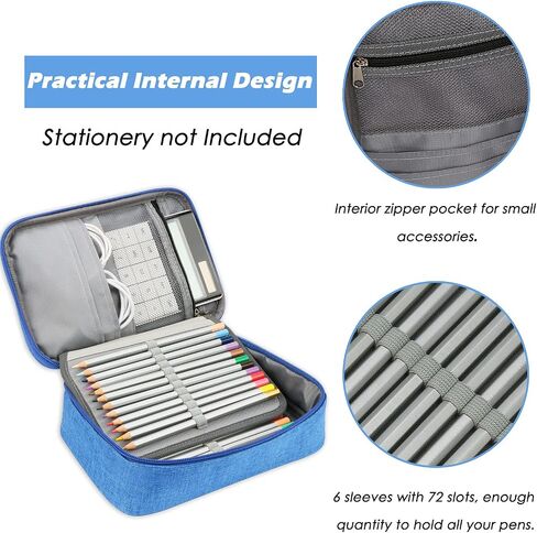 Pencil Case, 72 Slots Multi-Functional Large Capacity Pens Case Pencil Pouch Wrap Coloring Pencil Holder Organizer Stationary Bag with Interior Zippered Pocket for Small Accessories, Black, in Saudi Arabia